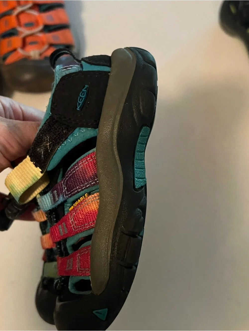 Keen Kids Black Sandals with Rainbow Straps